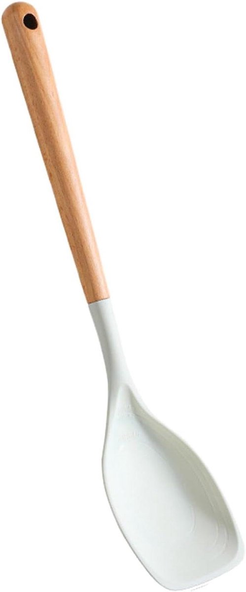 Siliconen kooklepel - Spatel lepel - Koken en bakken - Hittebestendig tot 230 C - 355 cm - Wit