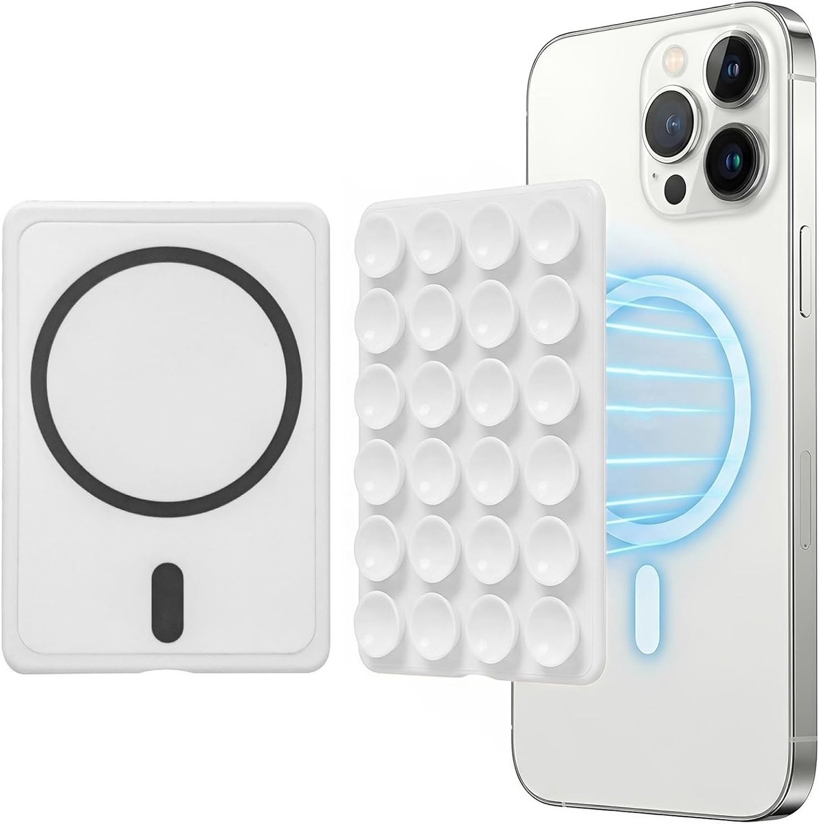 Magnetische telefoonhouder met zuignap voor spiegel en glas, zelfklevend en antislip, ideaal voor keuken en fitnessstudio, douchegebruik