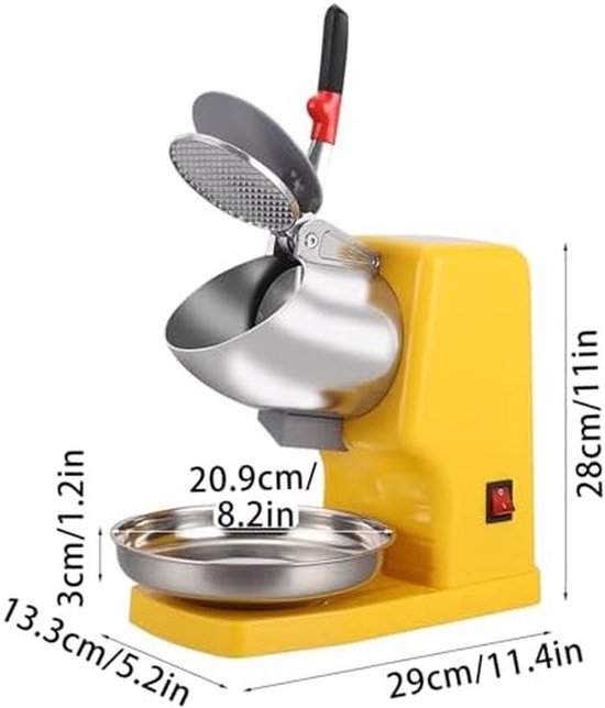 Elektrische IJscrusher - Schaafijsmachine Sneeuwkegelmachine - Cocktails Maken - Spatbescherming Automatische Uitschakeling - 100 kg/u - Geel — afbeelding 2