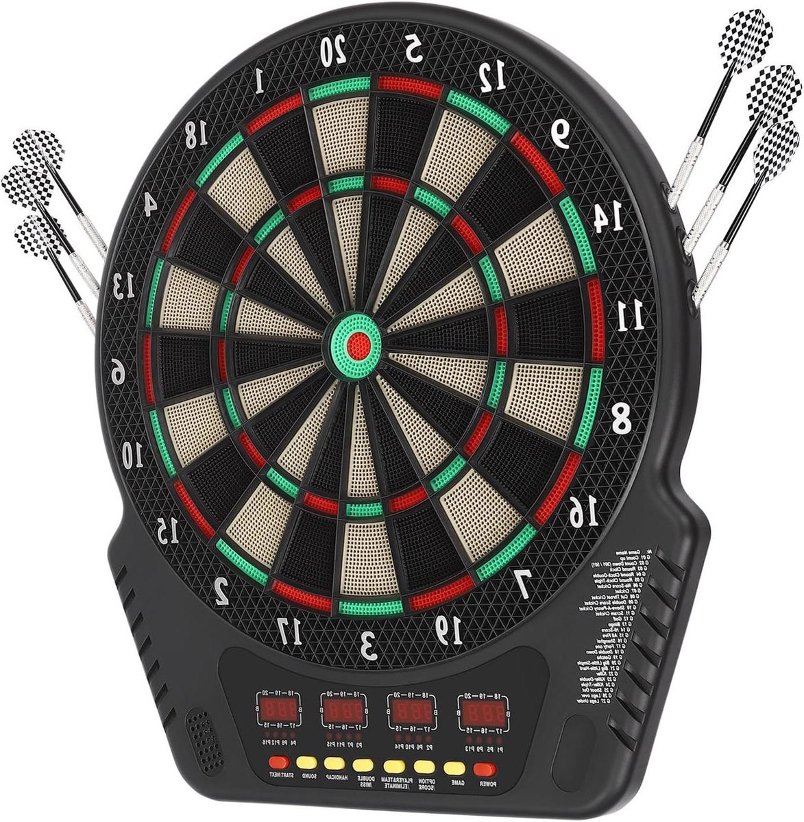 Elektronisch Dartbord - E-darts Bord - Spelletjesavonden Thuis - Automatische Score Telling - 44 x 50.5 cm - Zwart