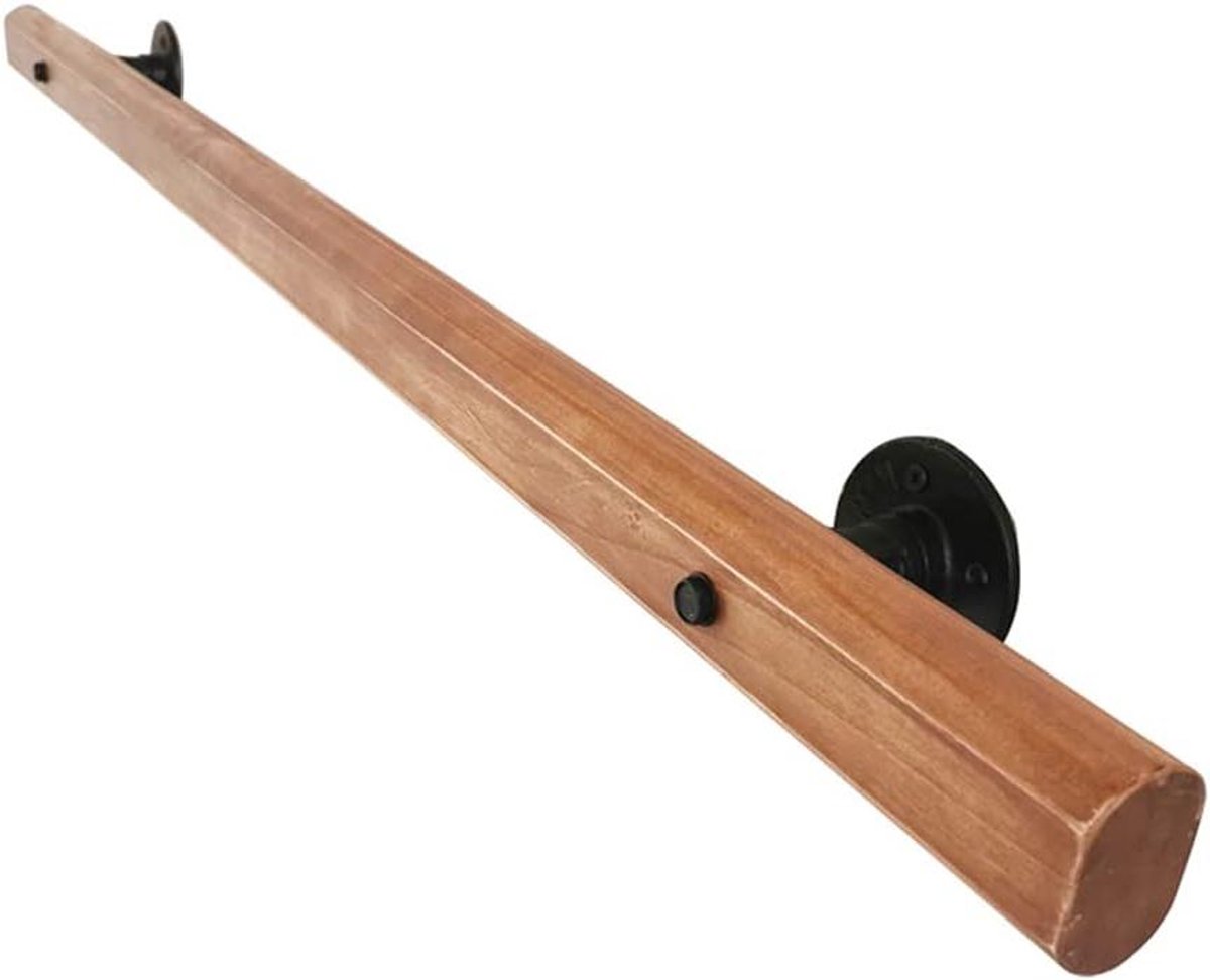 Houten Leuning - Trapleuning Muurbeugel - Veiligheid Binnenshuis - Massief Hout - 50 cm - N.v.t.