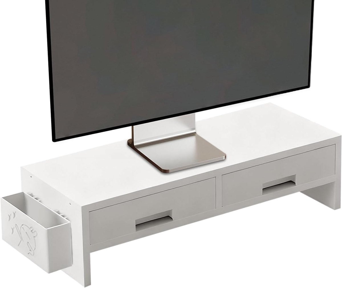 Monitor Verhoger - Bureau Organizer - Bureau Opruimen - Dubbele Lades - 50 cm - Wit