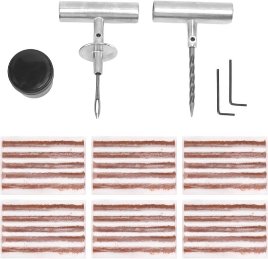 Bandenreparatiekit - Noodgereedschap - Onderweg repareren - T-handvat ontwerp - 35 onderdelen - Grijs — afbeelding 4