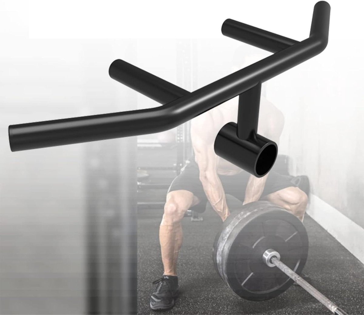 Landmine Bevestiging - T Bar Handvat - Krachttraining Thuis - Multi Grip Ontwerp - Past 50mm Barbell - Zwart