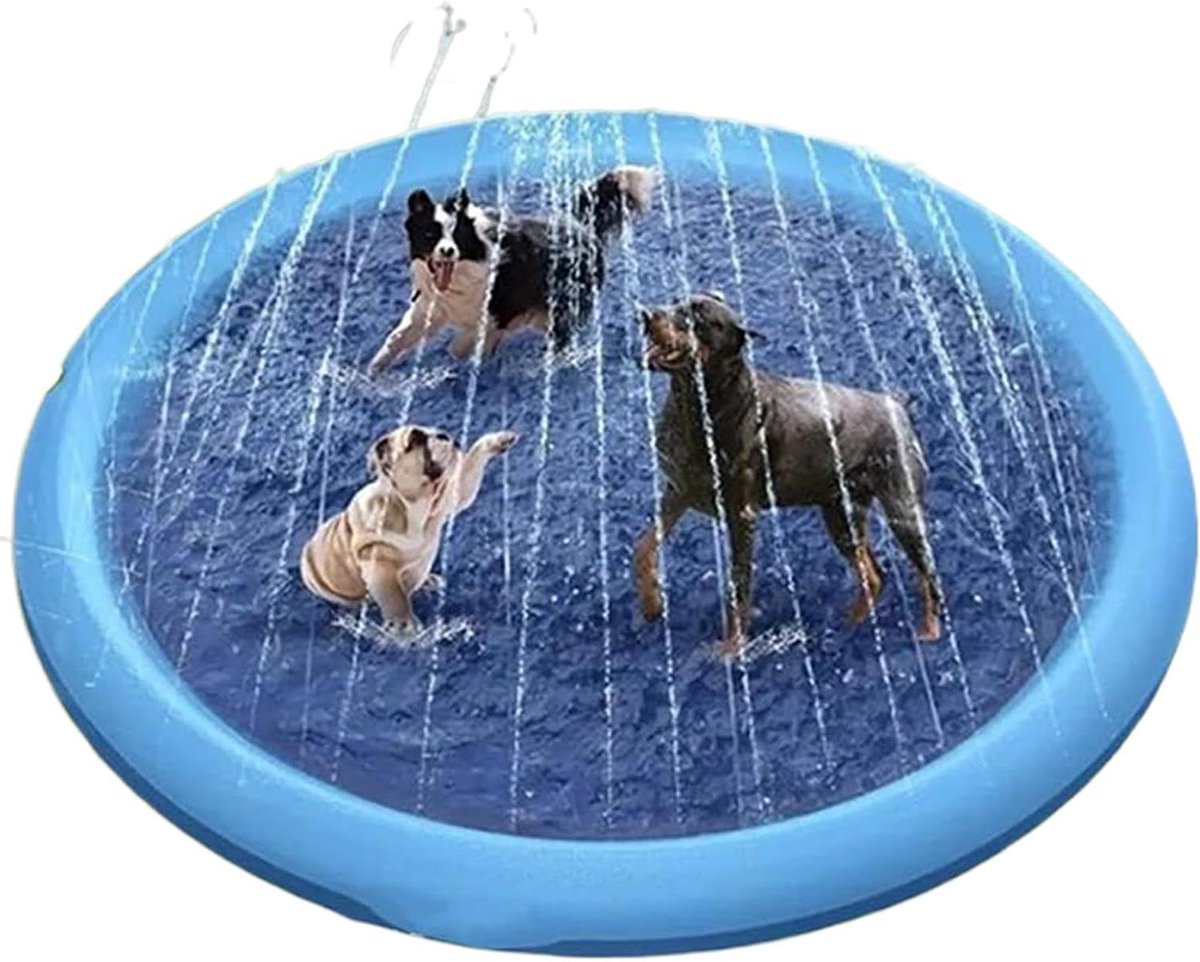 Waterspeelmat Honden - Fontein Speelmat - Buitenpret Zomer - Antislip Waterdicht - 200 cm - Blauw