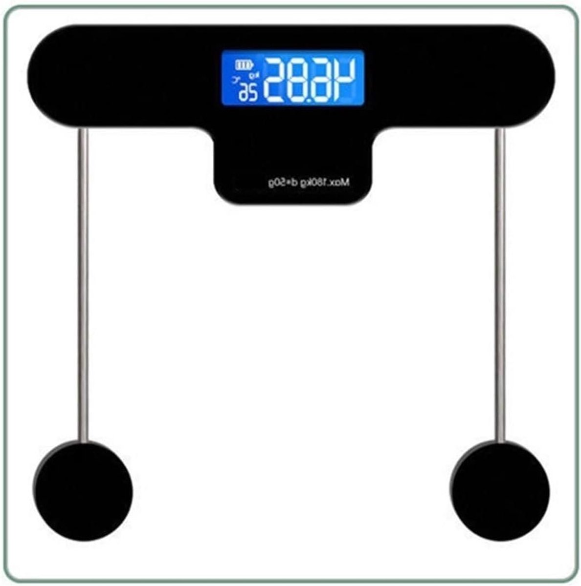 Digitale Personenweegschaal - Lichaamsgewichtmeter - Gezondheid Monitoren - Gehard Glas Ontwerp - 28x28cm - Transparant