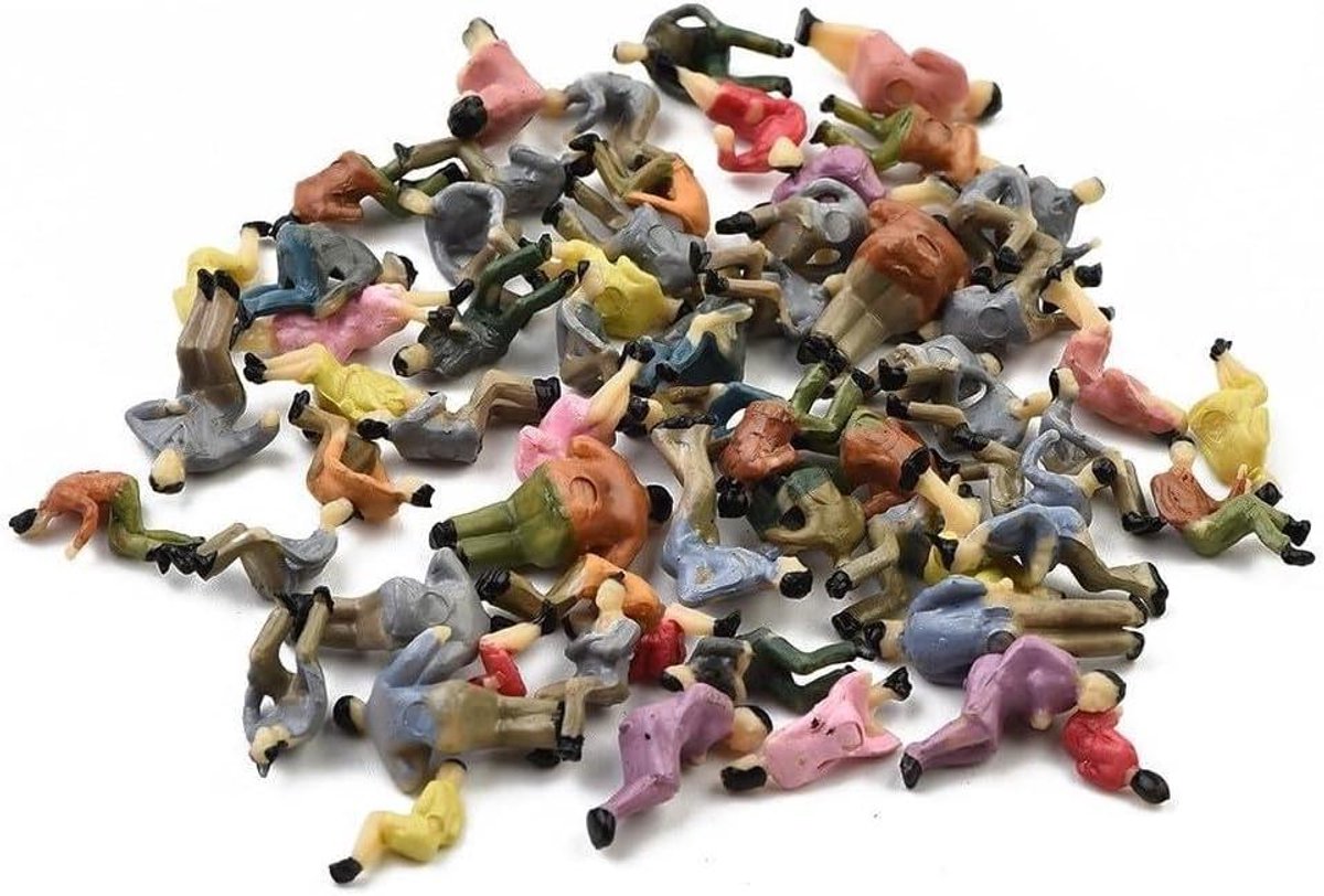 60x Zittende Model Figuren Schaal 1:87 - Geschilderde Passagiers voor