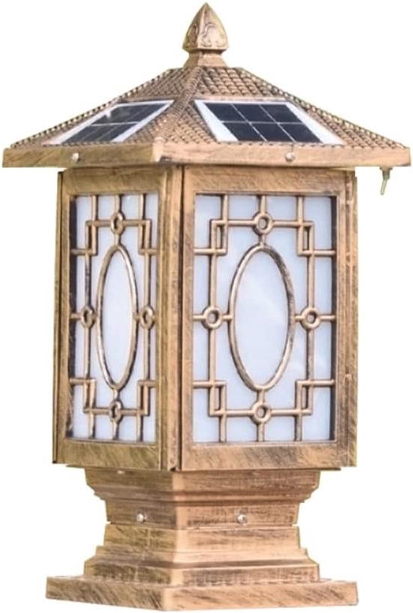 Gazonlamp LED - Buitenlamp Paal - Tuin Decoratie - Zonsensor Automatisch - 20x42 cm - Zwart