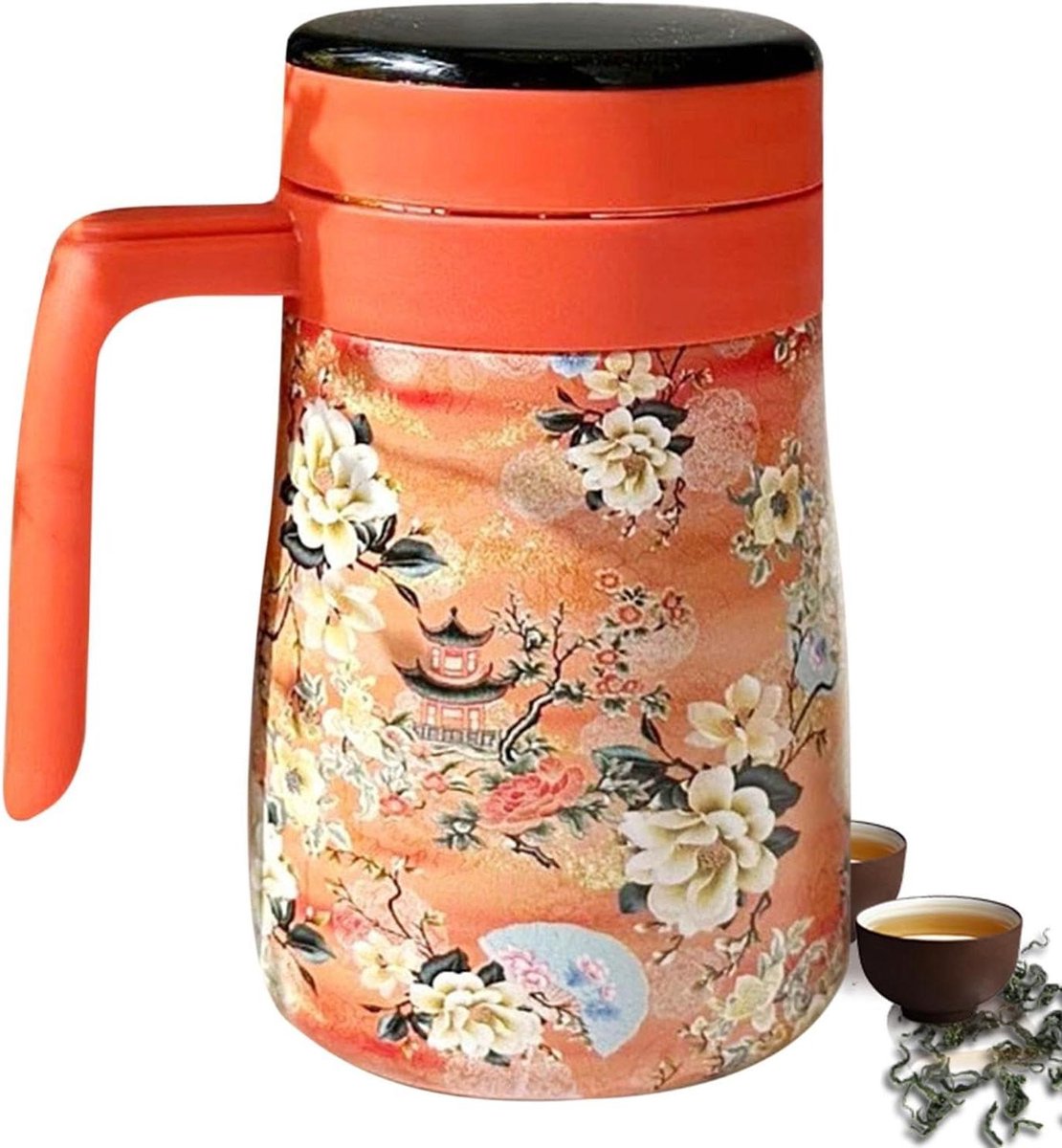Koffiekan Thermoskan - Warme Dranken Karaf - Dranken Warm Houden - Intelligente Temperatuurweergave - 550 ml - Oranje