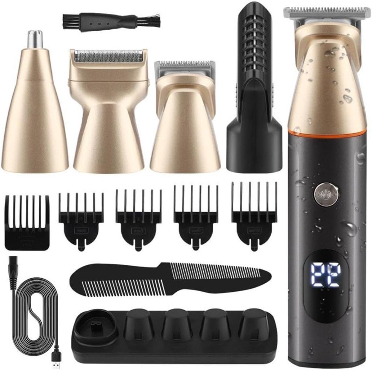 Haartrimmer Body Groomer - Verzorgingstrimmer Ontharing - Persoonlijke Verzorging - USB Oplaadbaar - 90 Min Gebruik - Goud & Zwart