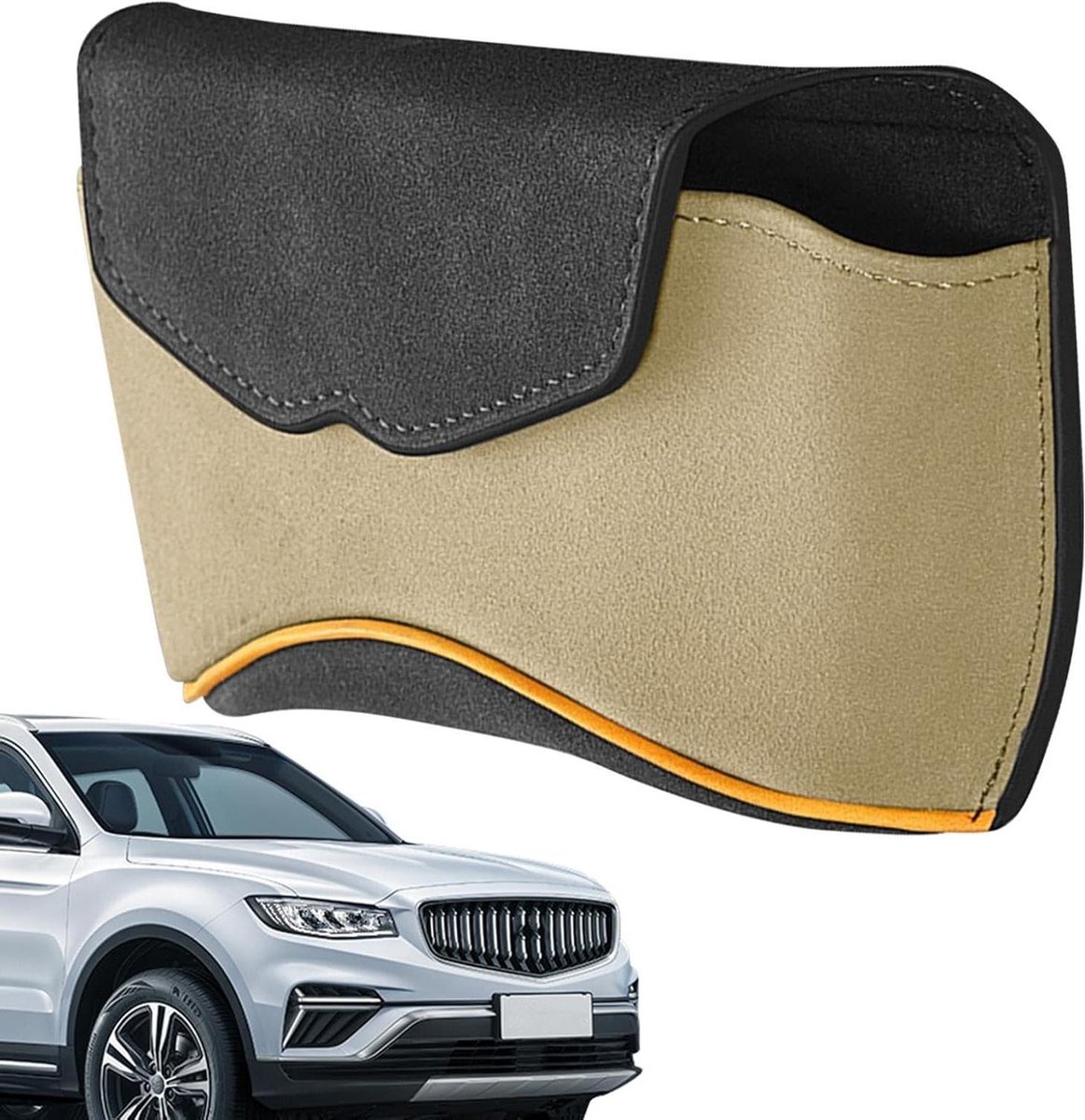 Brillenhouder Auto - Opbergdoos Bril - Veilige Opslag - Magnetische Sluiting - 16x9cm - Beige