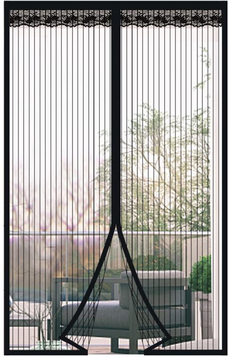 Magnetisch horgaas, geschikt voor deuren en ramen, 120x220 cm, muggenwerend gordijn, ultrafijn gaas, magnetische sluiting, boren niet nodig, geschikt voor balkons en slaapkamers, zwart.