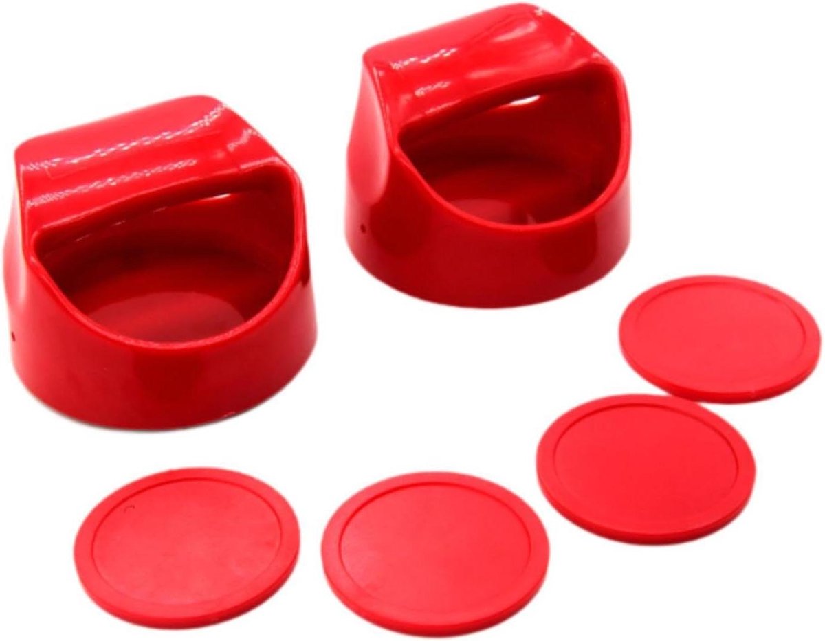 Airhockey Set - Pusher en Pucks - Tafelspel Competitie - Antislip Onderkant - 10 cm Pusher - Zwart