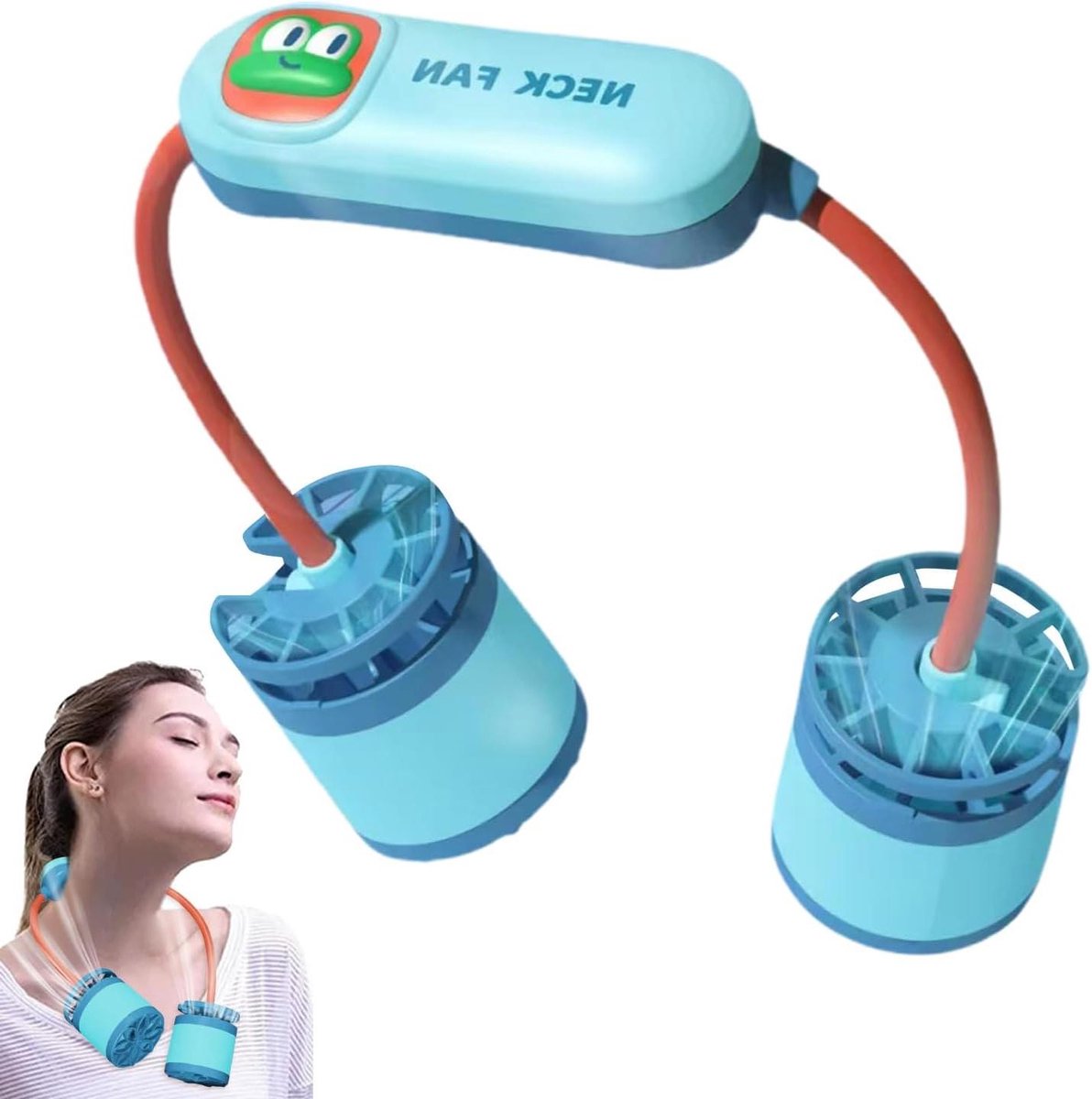 Nekventilator - Persoonlijke ventilator - Zomerse verkoeling - Bladloos ontwerp - Drie snelheden - Blauw