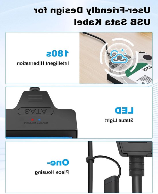 SATA naar USB 3.0 Adapter voor 2.5"/3.5" HDD/SSD met 12V 2A Voeding, Geschikt voor Mac OS, Windows en Linux, Externe Hardeschijf Verbinding — afbeelding 5