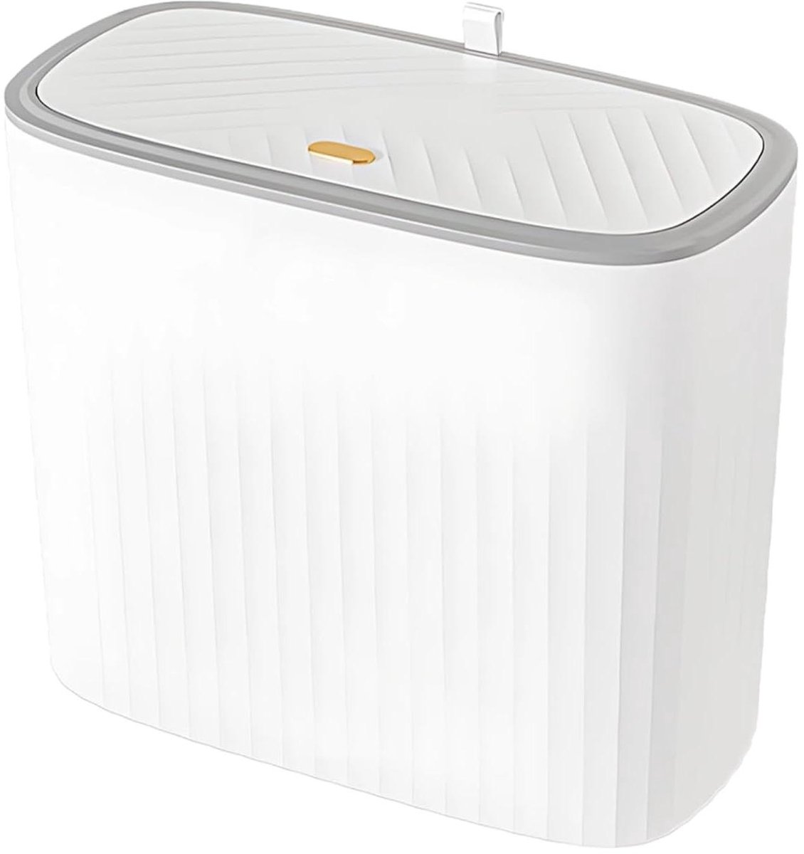 Badkamer Afvalemmer - Prullenbak Keuken - Afval Opbergen - Pop-up Deksel - 12 liter - Wit Grijs