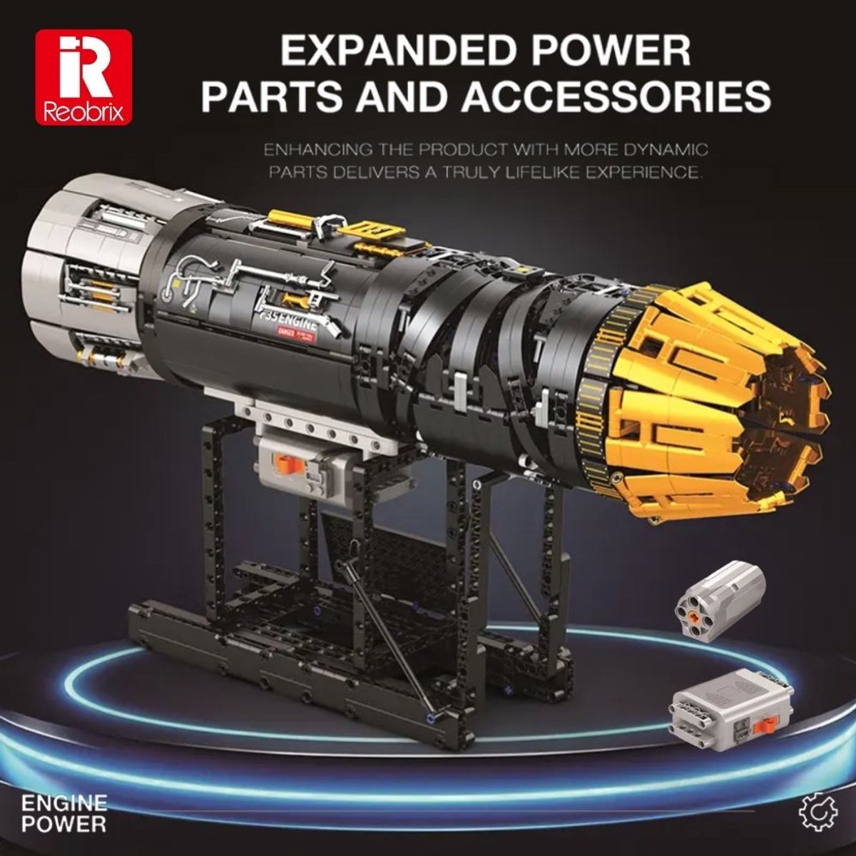 Reobrix 33014 F35 Straaljager vliegtuig motor bouwset | Speed engine icons modelbouw | Creator speelgoed ideas voor expert volwassenen & kinderen | Champions builders edition | Accu niet geschikt voor Lego technic | Bouwdoos met 1812 bouwstenen — afbeelding 3