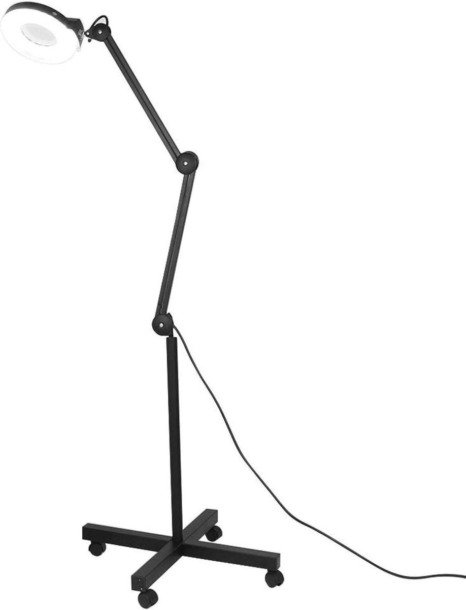 Versterk je schoonheid met een 5x vergrootglas met verlichting, ideaal voor kappers, schoonheidssalons en tattoo-studio's - LED vloerlamp voor perfecte make-up en huidverzorging.