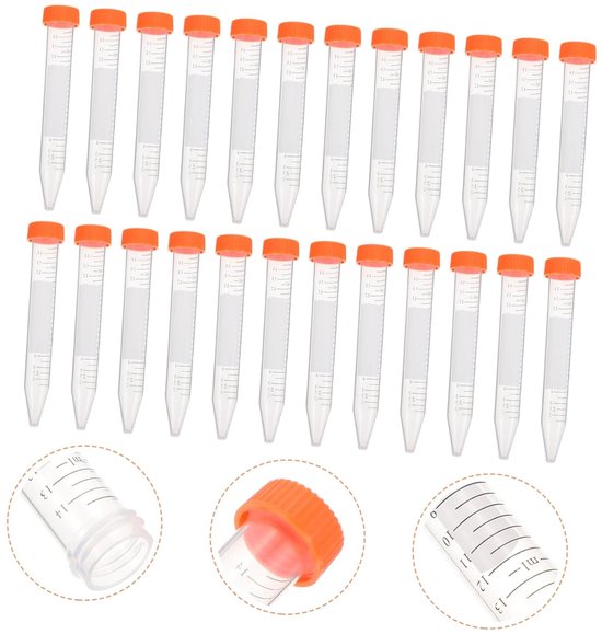 Centrifugaalbuizen - Reageerbuisjes Flesjes - Nauwkeurig Meten - Met Schroefdop - 25 ml - Helder — afbeelding 3