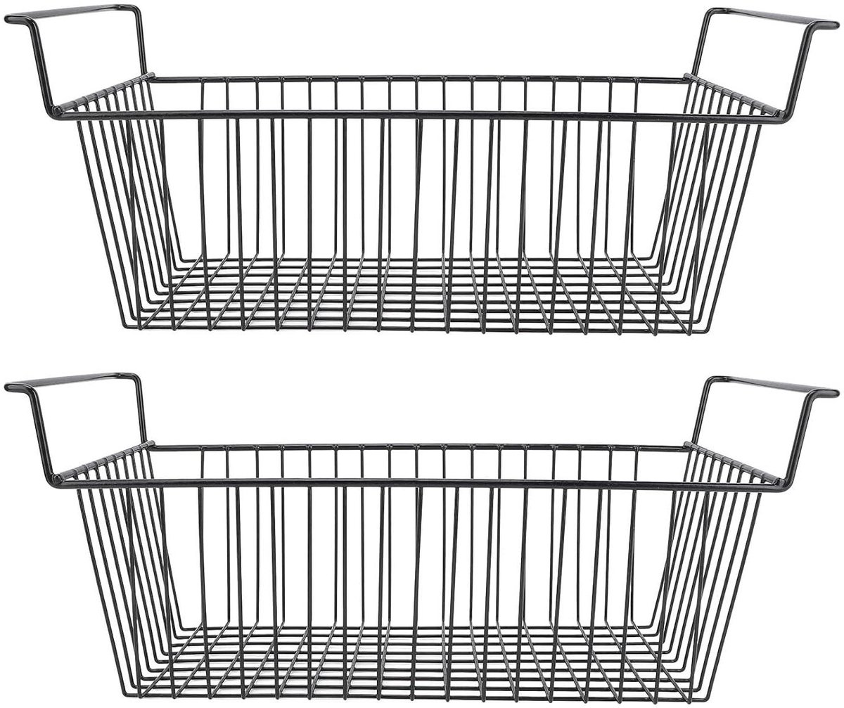 Stapelbare Diepvrieskisten - Opbergmanden Vriezer - Voedsel Bewaren - Stevig Metaaldraad - 2 Stuks - Zwart
