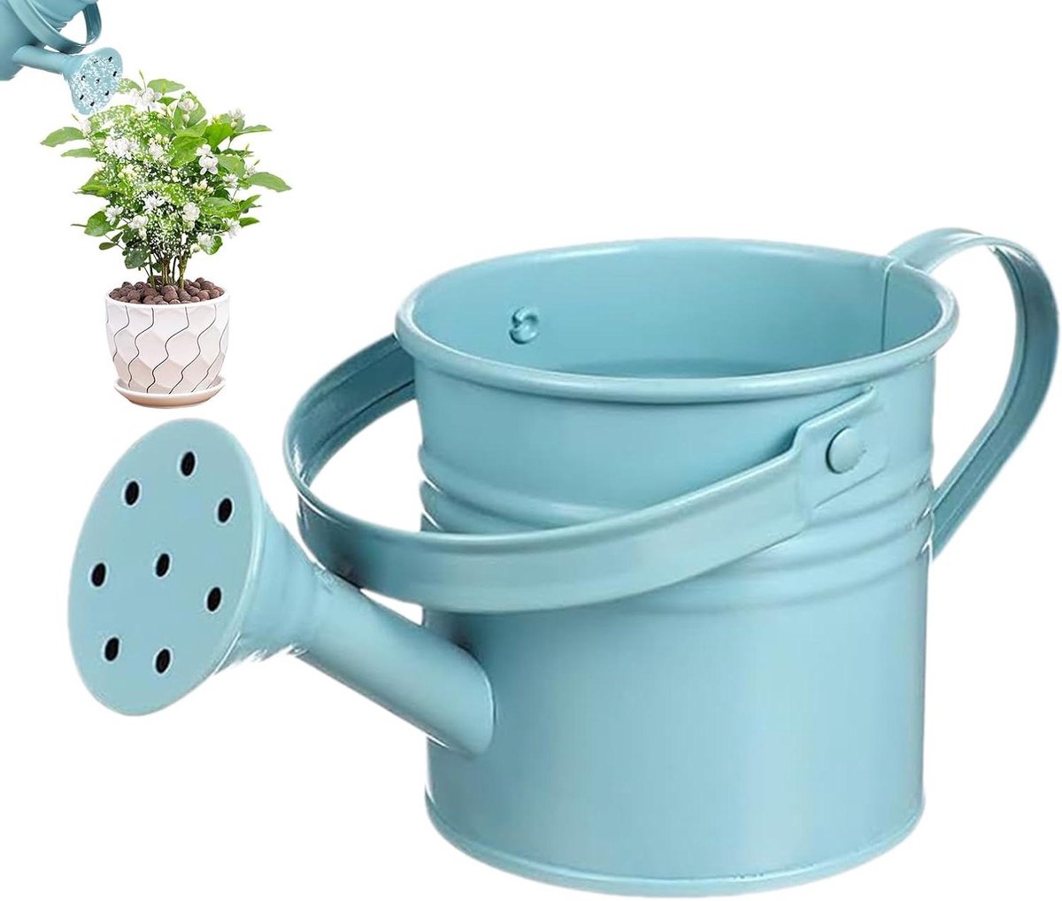 Planten Gieter - Decoratief Tuingereedschap - Binnen En Buiten - Visueel Prikkelend Design - 8x8x8 Centimeter - Blauw