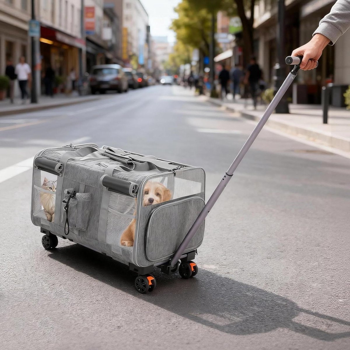 Huisdier transportbox - Reismand - Reizen met dieren - Twee compartimenten - 60 x 40 x 45 cm - Grijs