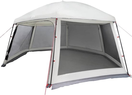 vidaXL - Zwembadtent - met - uitneembare - buiten- - gaaswanden - 512x458 - cm - grijs van Merkloos — afbeelding 3