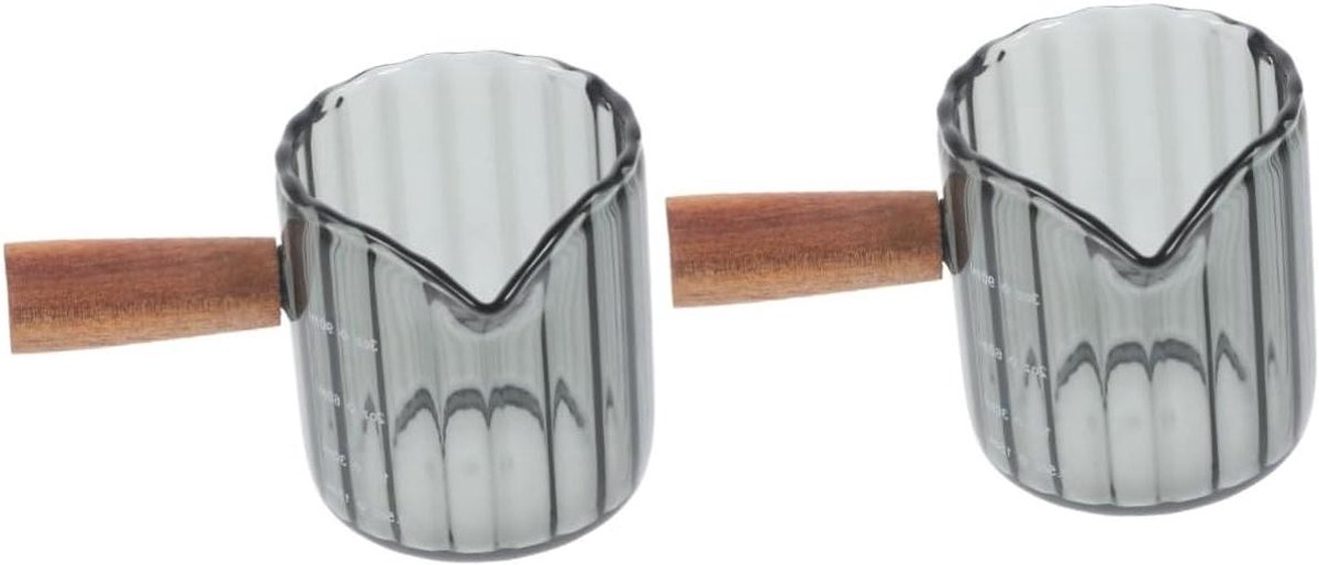 Espresso Maatbeker - Glazen Melkkan - Koffie Serveren - Met Schenktuit - 90 ml - Transparant