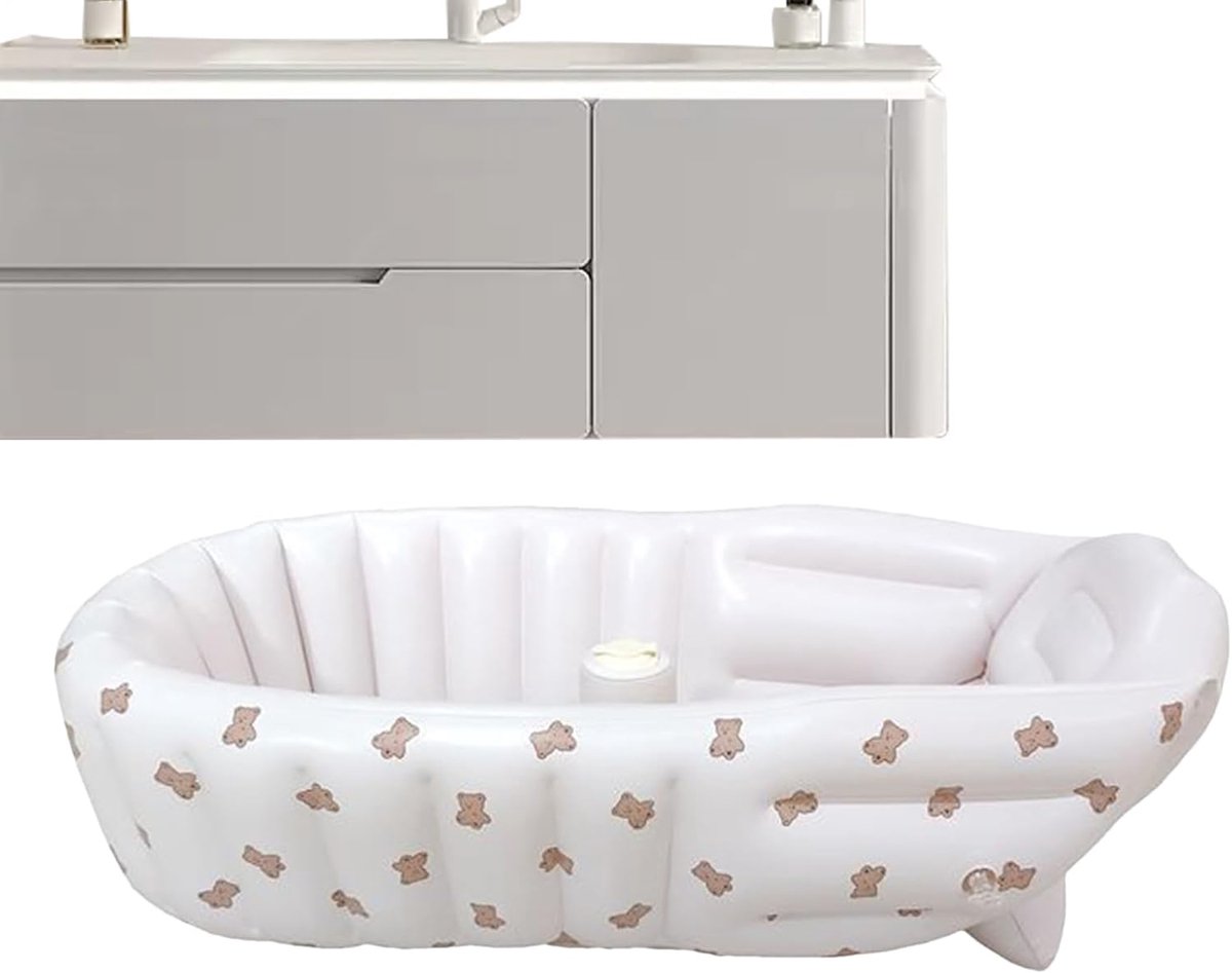 Opblaasbare Babybadkuip - Draagbaar Babybad - Baby's Baden - Veilig en Comfortabel - 90x55cm - Beer thumbnail 6