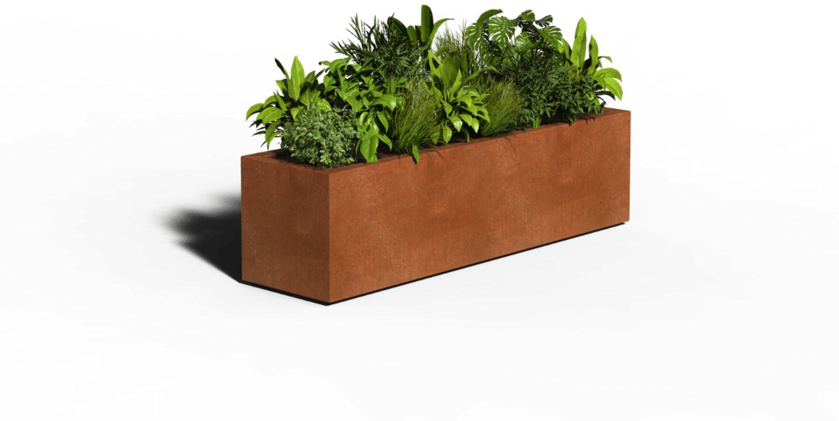Cortenstaal Plantenbak Rechthoek | Gelast | 150 x 50 x 50 | Zonder bodem