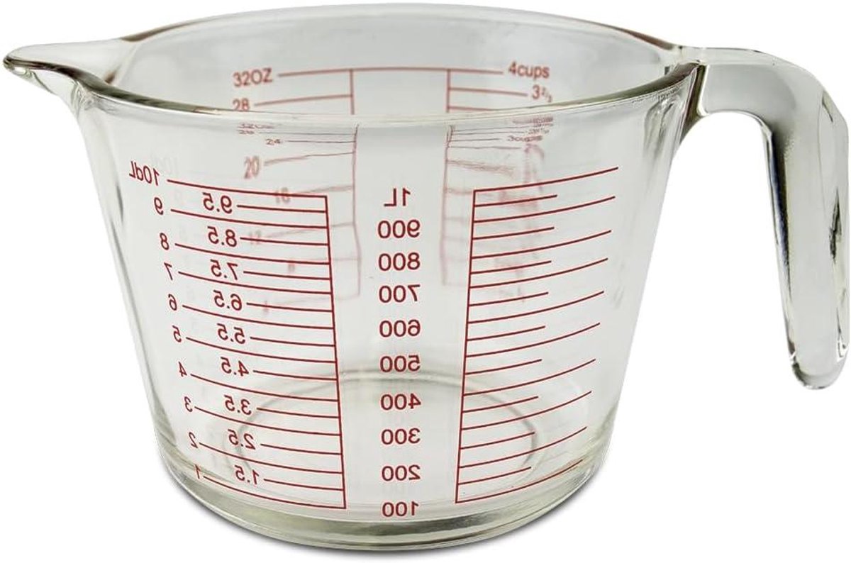 Maatbeker - Molenbeker - Koken Bakken - Grote Inhoud - 1 Liter - Zwart