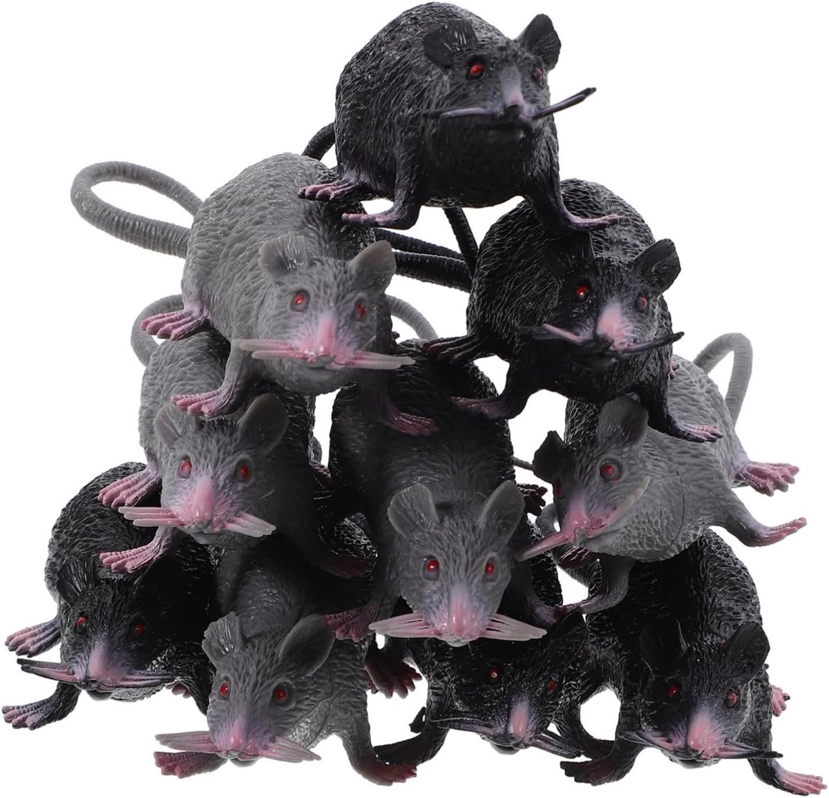 Nep Ratten - Speelgoed Muizen - Halloween Decoratie - Realistisch Ontwerp - 10 Stuks - Grijs Zwart