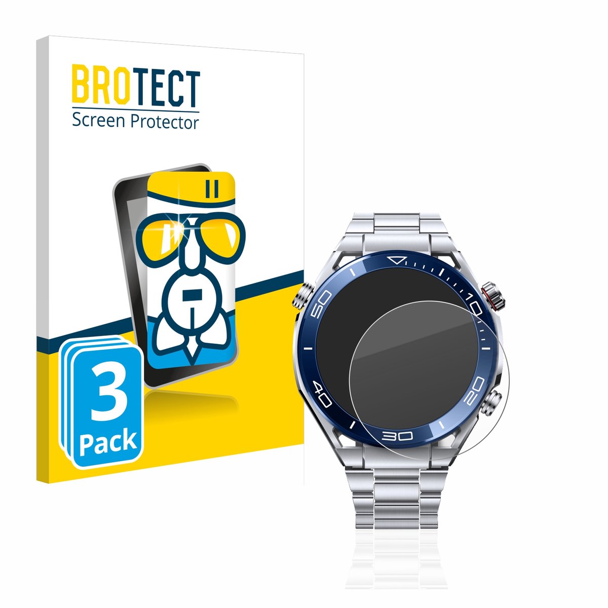 Screenprotector 3 Stuks voor Huawei Watch Ultimate (48.5 mm) Beschermglas transparant