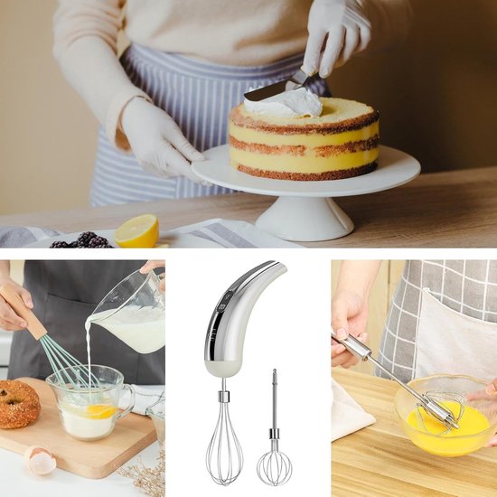 Elektrische Handmixer - Keukenmixer Klopper - Bakken en Koken - 5 Snelheden Instelbaar - 18 x 5.5 cm - Zilver Wit van Merkloos — afbeelding 5