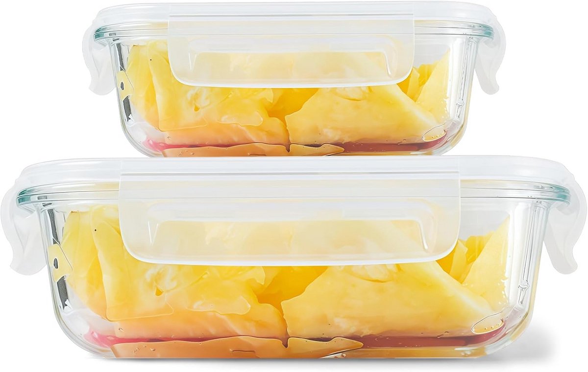 Lunchboxen Set Glas met Deksel - Magnetron- en Vriezerbestendig - BPA-vrij