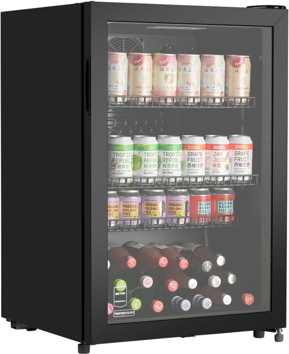 METRO Professional Dranken koelkast GSC2125B, kunststof/metaal/glas, Statische Ventilatorkoeling, met slot, zwart
