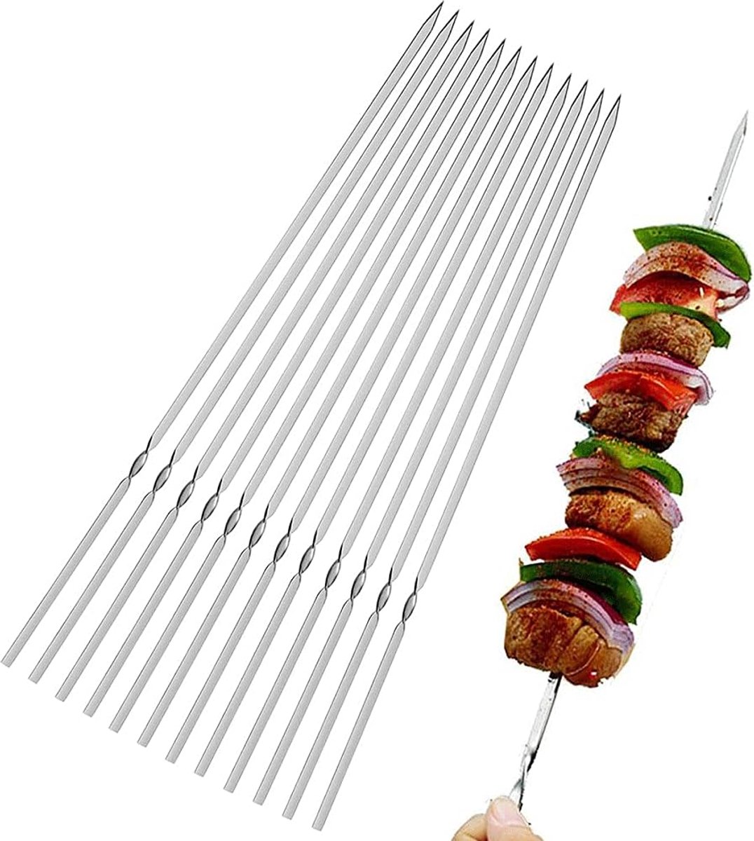 Grillspiesen - Sjasliekspiesen Vleesspiezen - Barbecue Gerechten Maken - Scherpe Punt - 40 cm - Zilver