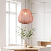 LumenXL - Japandi hanglamp Brunel - terra roze stoffen kap