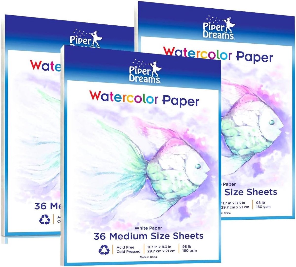 Aquarelpapier Pakket - Katoen Papier Vellen - Schilderen Tekenen - Zuurvrij 100% Katoen - A4 Formaat 108 Vellen - Wit