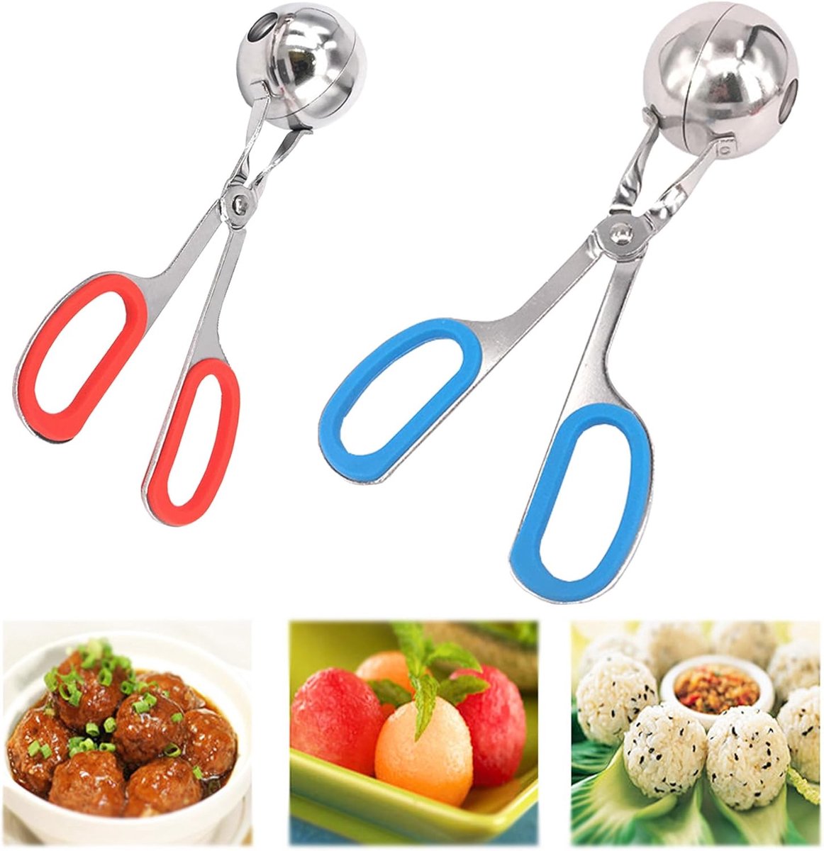 Vleesbal Schep - Gehaktbal Maker - Keuken Gebruik - Roestvrij Staal - Ergonomisch Handvat - Rood