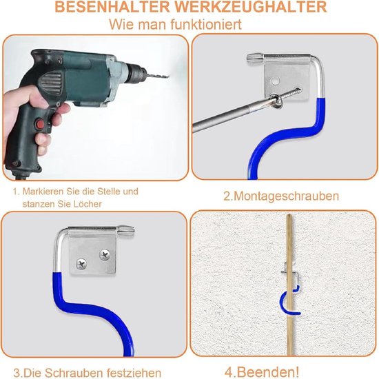 Gereedschapshaken Set - Haken Ophanging - Tuingereedschap Opbergen - Stevig Metaal Ontwerp - 15 Stuks - Blauw — afbeelding 2