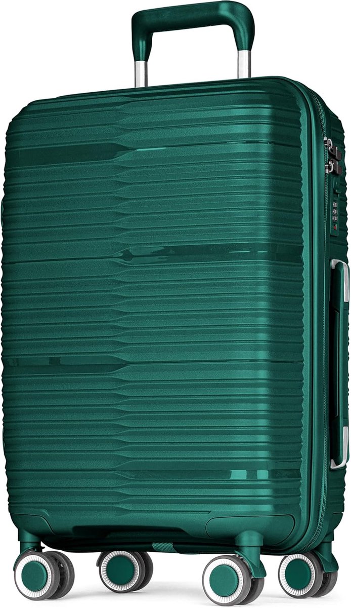 Reiskoffer Polypropyleen - Koffer Handbagage - Lange Reizen - Lichtgewicht 3.2kg - 65 x 45 x 27 cm - Groen