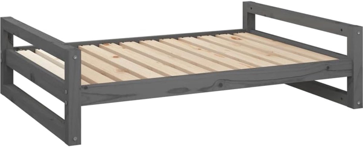 Hondenmand Grenenhout - Hondenbed - Rustige Slaapplek - Massief Houten Frame - 105x75x28 cm - Grijs