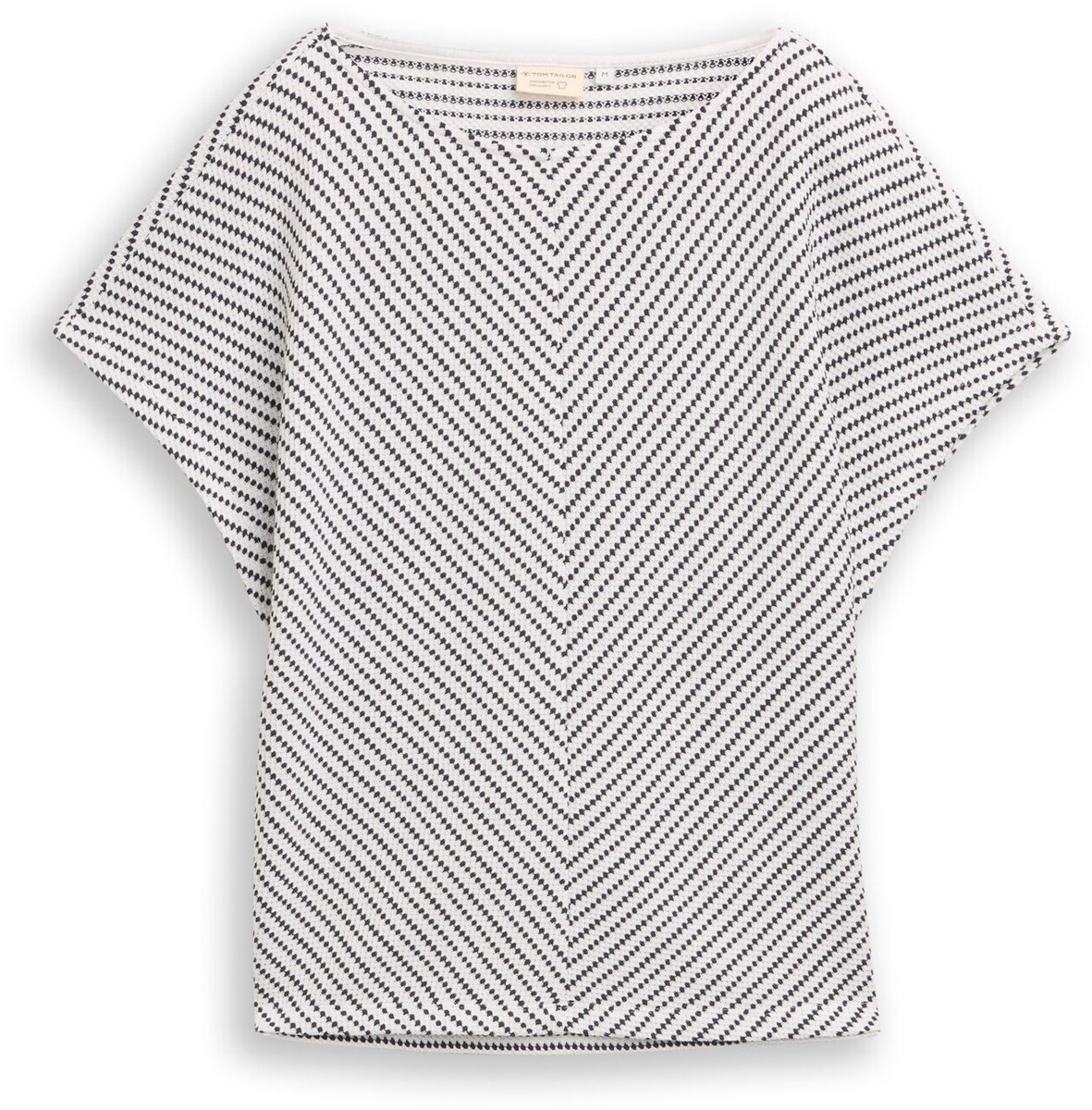 Tom Tailor - Jacquard T-shirt van katoen - Maat XL - navy offwhite structure stripe