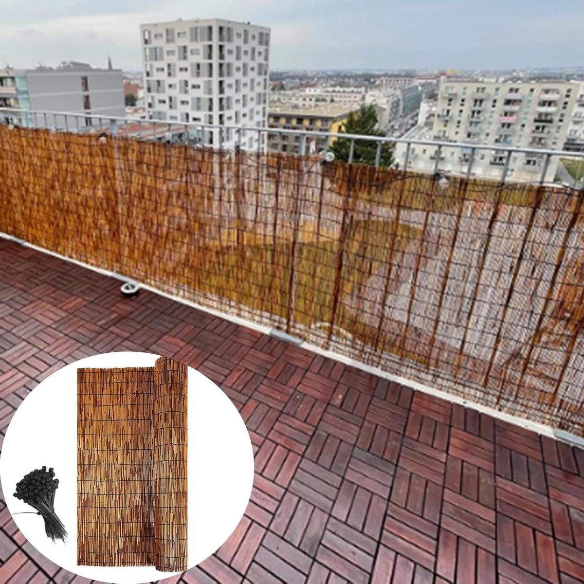 Balkon Scherm - Privacy Scherm Riet - Buiten Leven - Handgeweven Natuurlijk - 100x500cm - Bruin