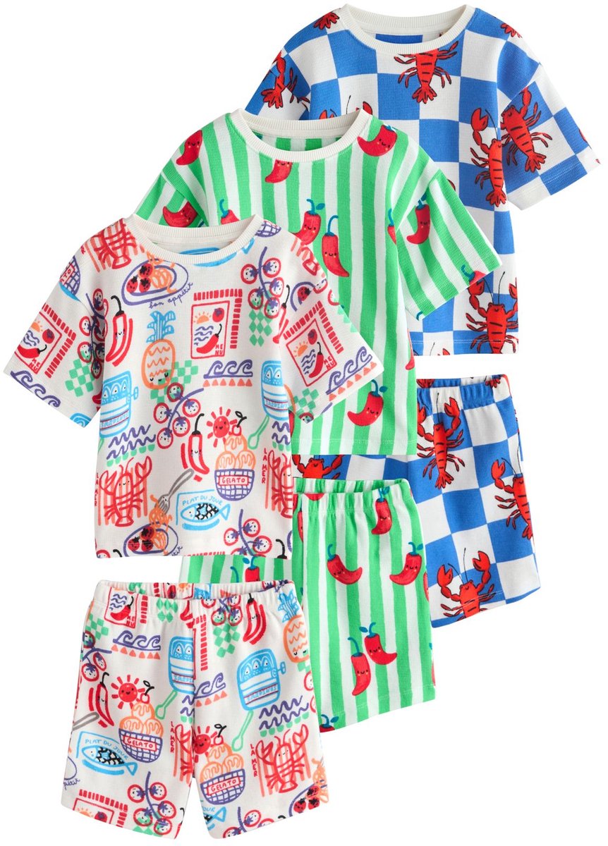 Next - Jongens - Set van 3 korte pyjama's - Blauw