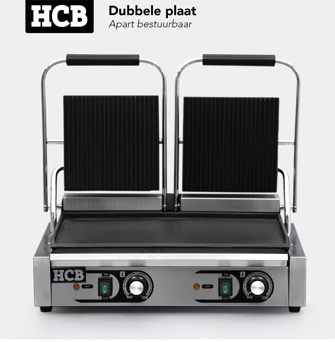HCB - Professionele Horeca Paninigrill - geribbeld/glad thumbnail 5