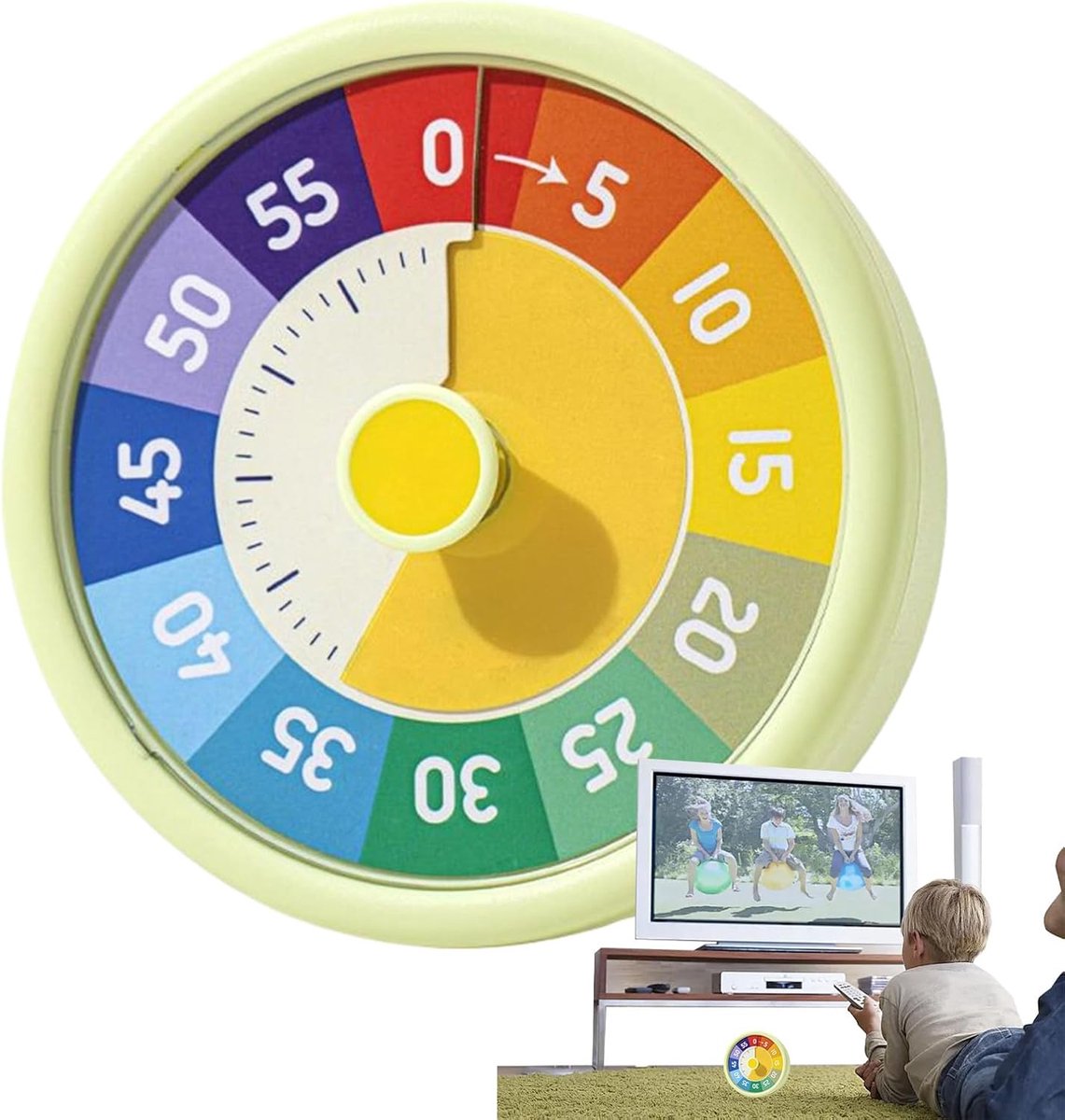 Kinder Timer - Visuele Klok - Leren en Oefenen - Regenboog Countdown - 11x5x5 cm - Groen
