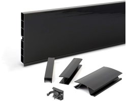 DQ-PP KEUKENPLINT - Keukenplint - 4,5m (Set) - Zwart Hoogglans - Waterbestendig met verbinders - Plintpaneel - Hoogte 150mm - PVC