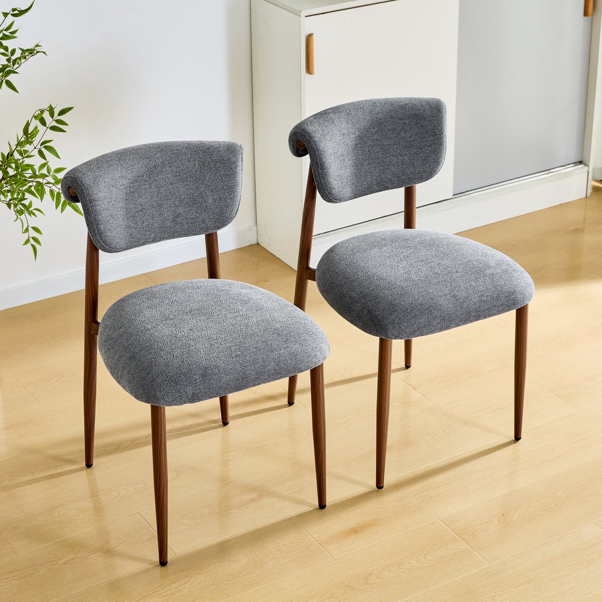 OKWISH Eetkamerstoel 58,5 x 48 x 83 cm - Gebogen Rugleuning & Brede Zitting - Voor Keuken